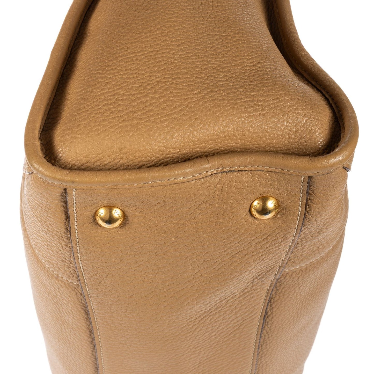 Prada Medium Bauletto Boston Light Brown Vitello Phoenix Shoulder Bag — view 8