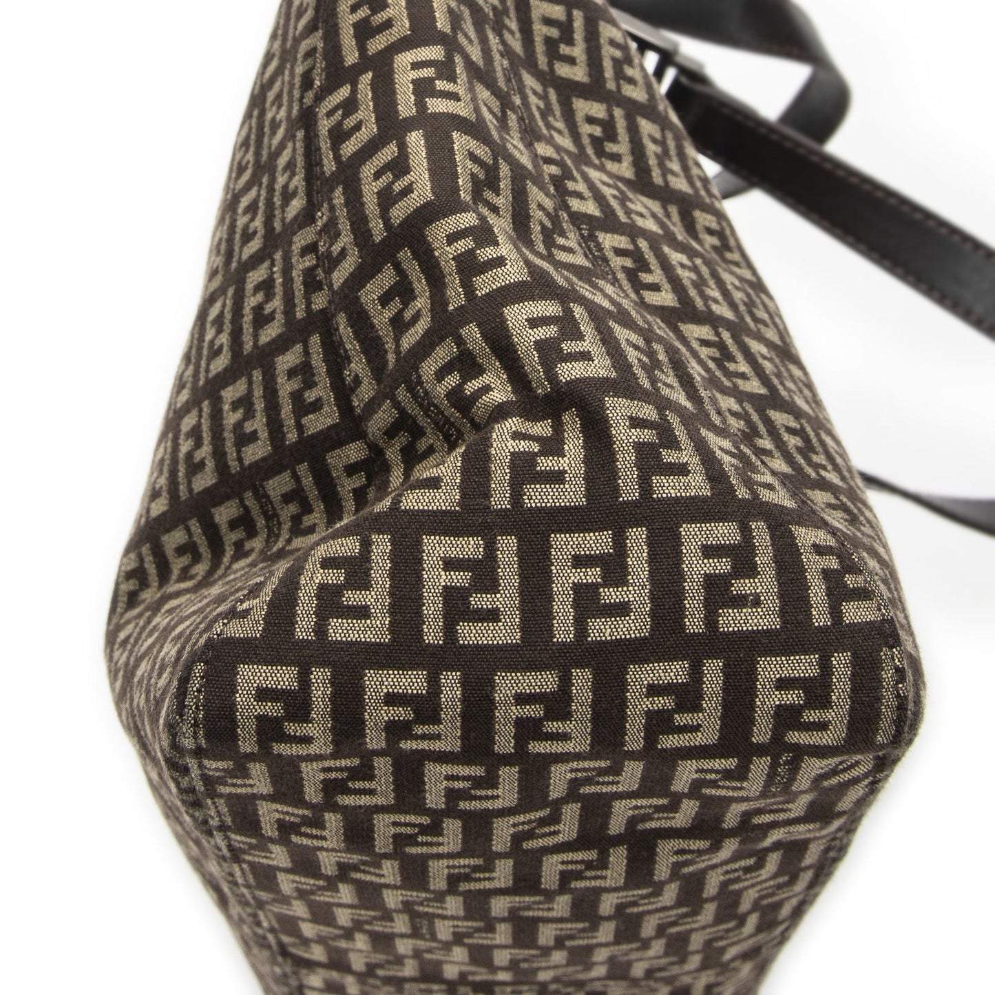 Fendi Square Zip Tote Dark Brown Zucchino Canvas — view 8