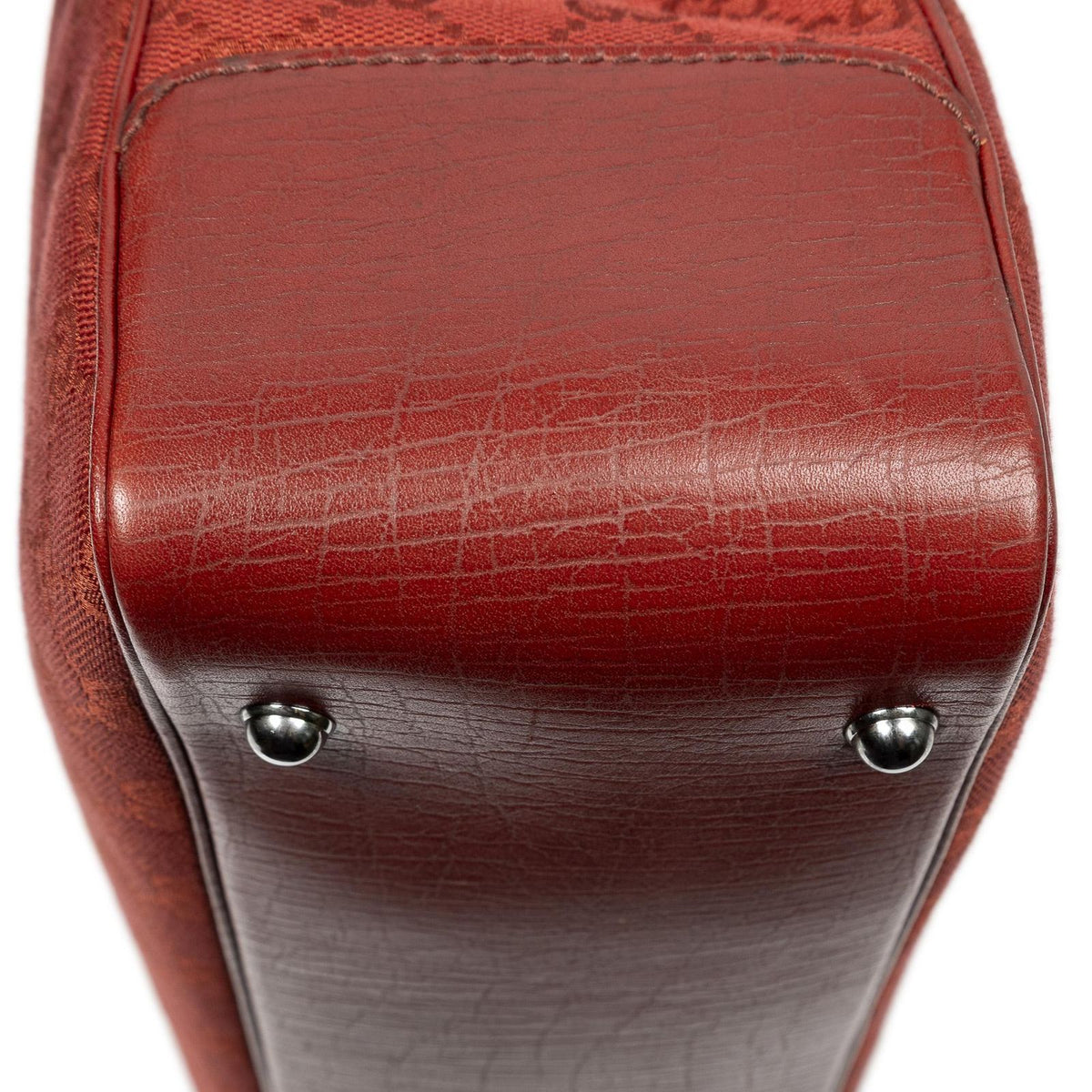 Gucci Large Square Bamboo Tote Red GG Canvas — view 8