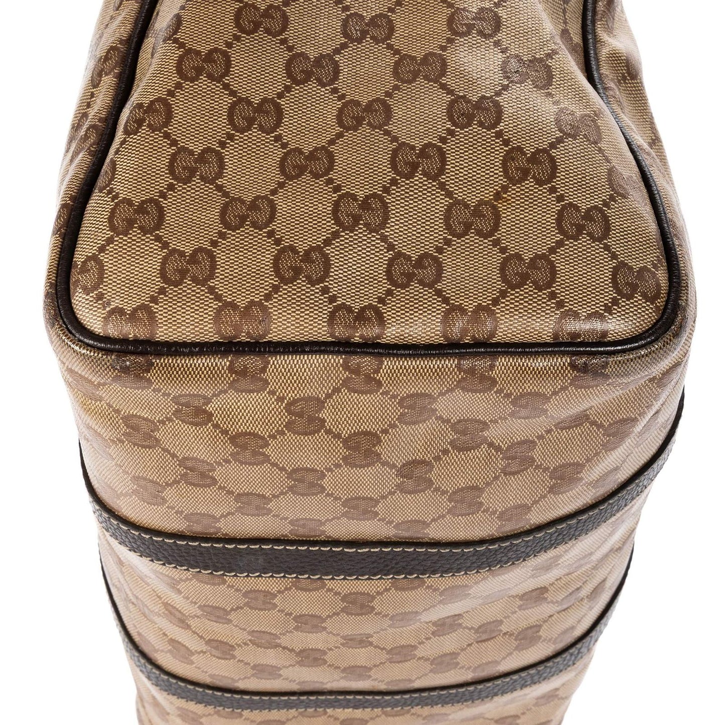 Gucci Crystal Boston Bag Beige Dark Brown Guccissima Leather — view 8