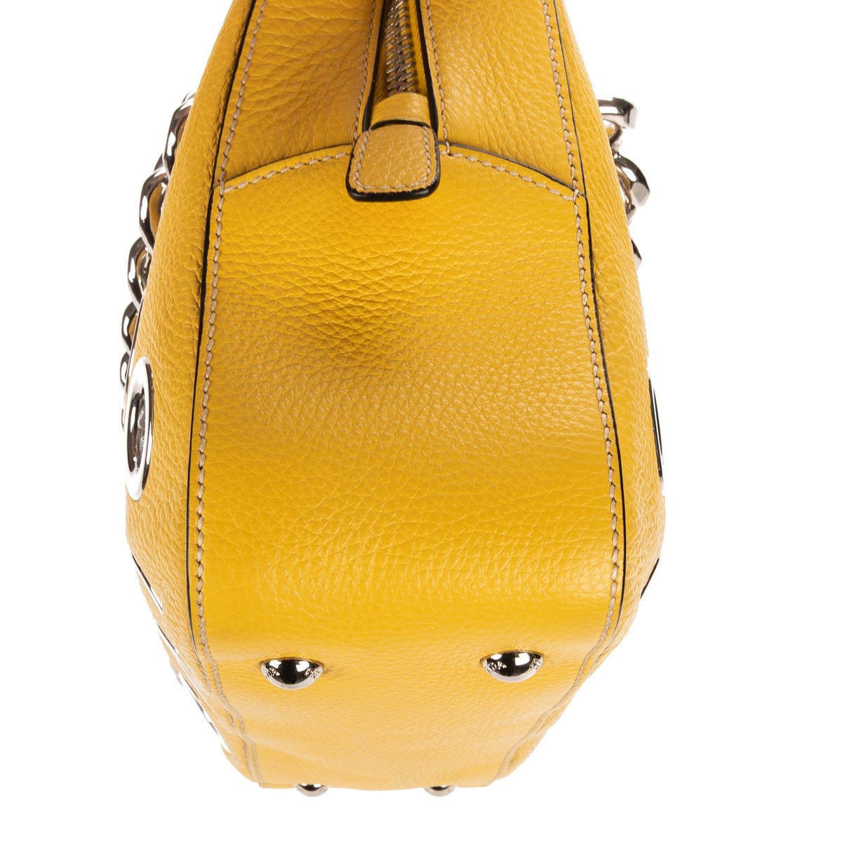 Prada Small Grommet Canapa Tote Yellow Vitello Daino — view 8