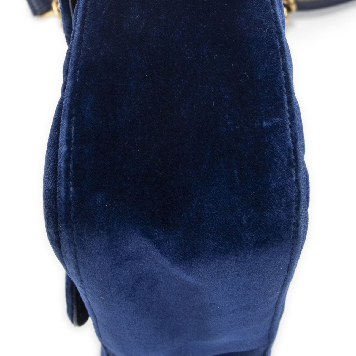 Gucci Small GG Marmont Flap Bag Navy Blue Matelasse Velvet — view 8