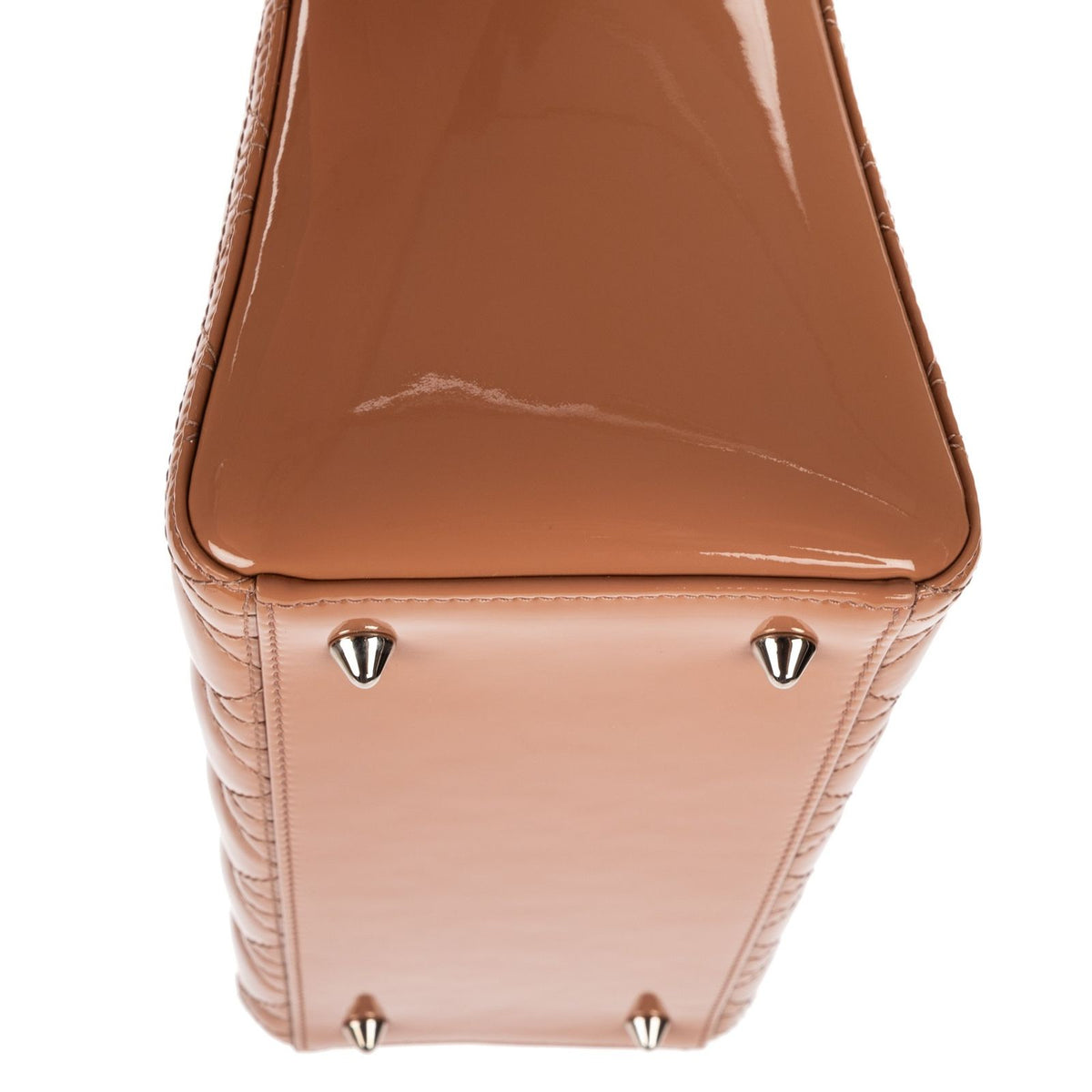 Dior Medium Lady Dior Zip Light Brown Cannage Patent Leather Handbag — view 8