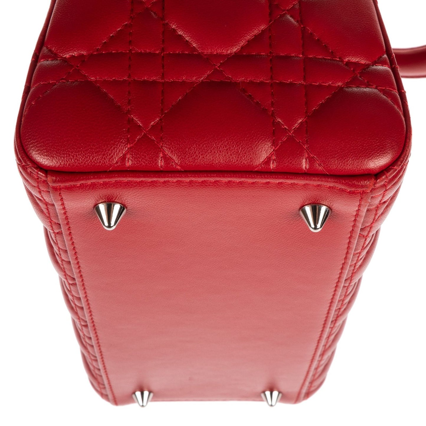 Dior Medium Lady Dior Zip Red Cannage Lambskin Leather Handbag — view 8