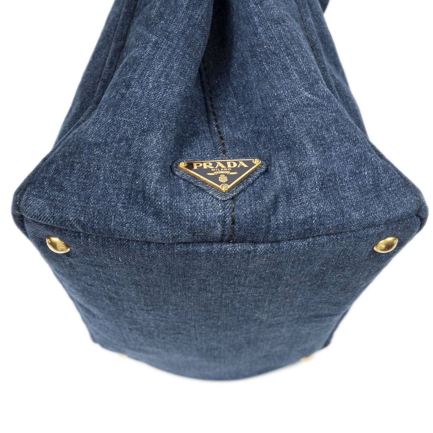 Prada Medium Canapa Tote Blue Denim Canvas — view 8
