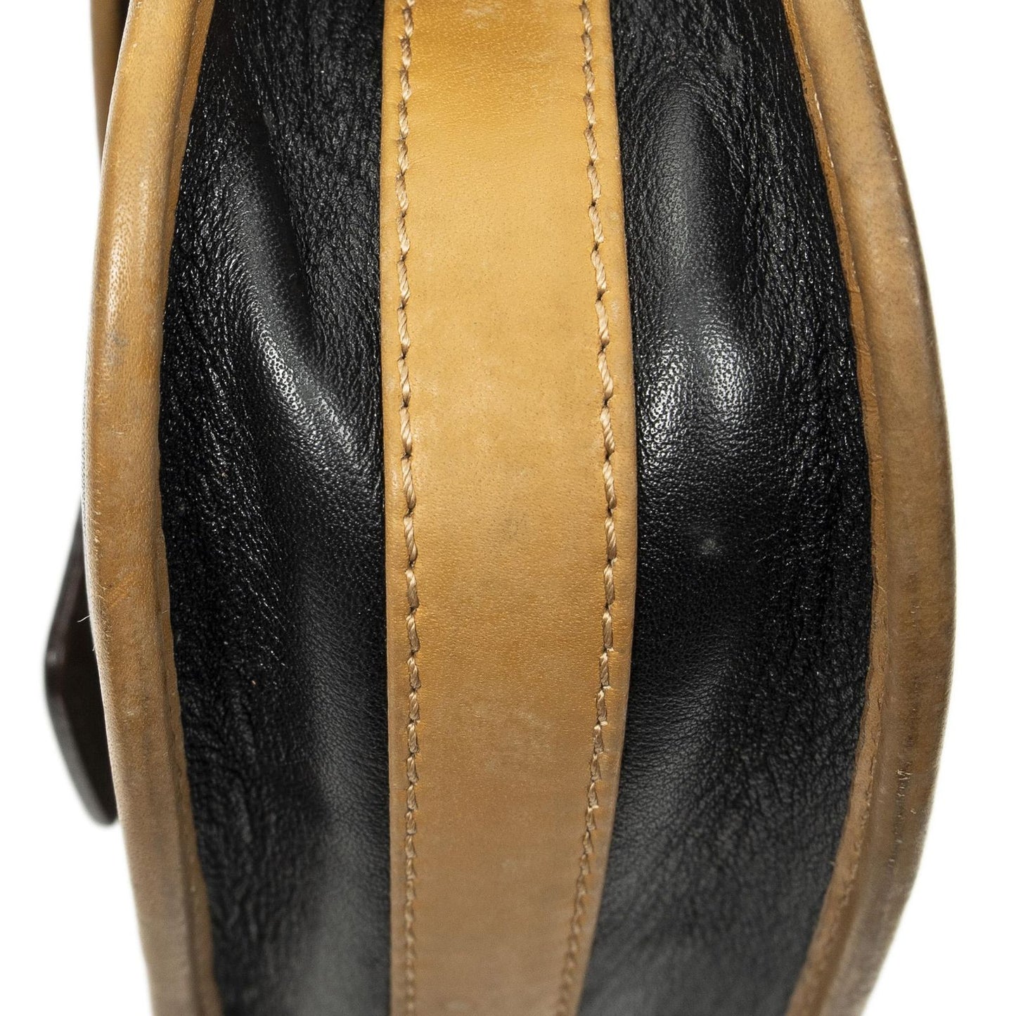 Celine Vintage Flap Bag Crossbody Black Beige Calfskin Leather — view 8