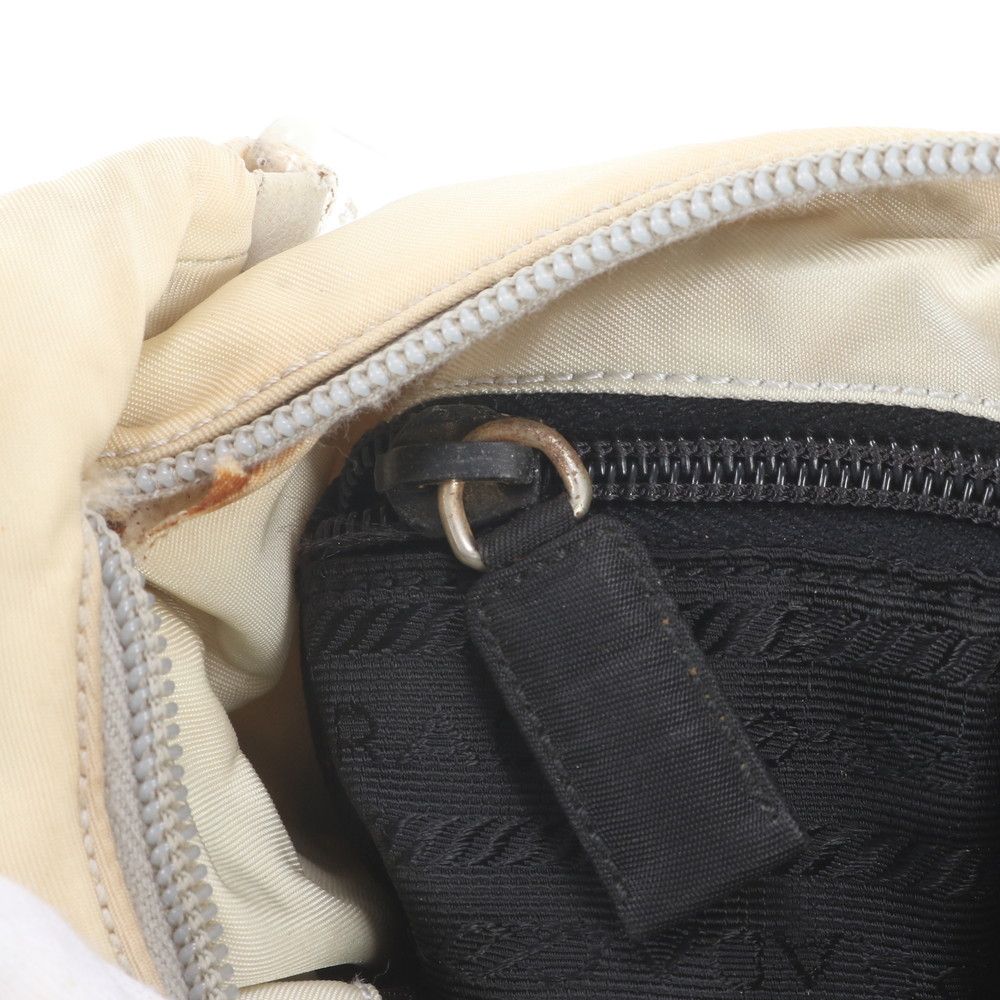 Prada White Tag Tessuto Nylon Triangle Logo Shoulder Bag Clear Handle — view 8