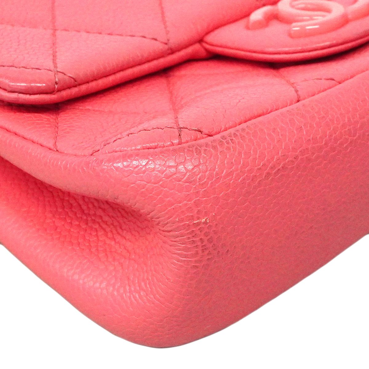 Chanel Shoulder Bag Mini Quilted Caviar Leather Pink Silver — view 8