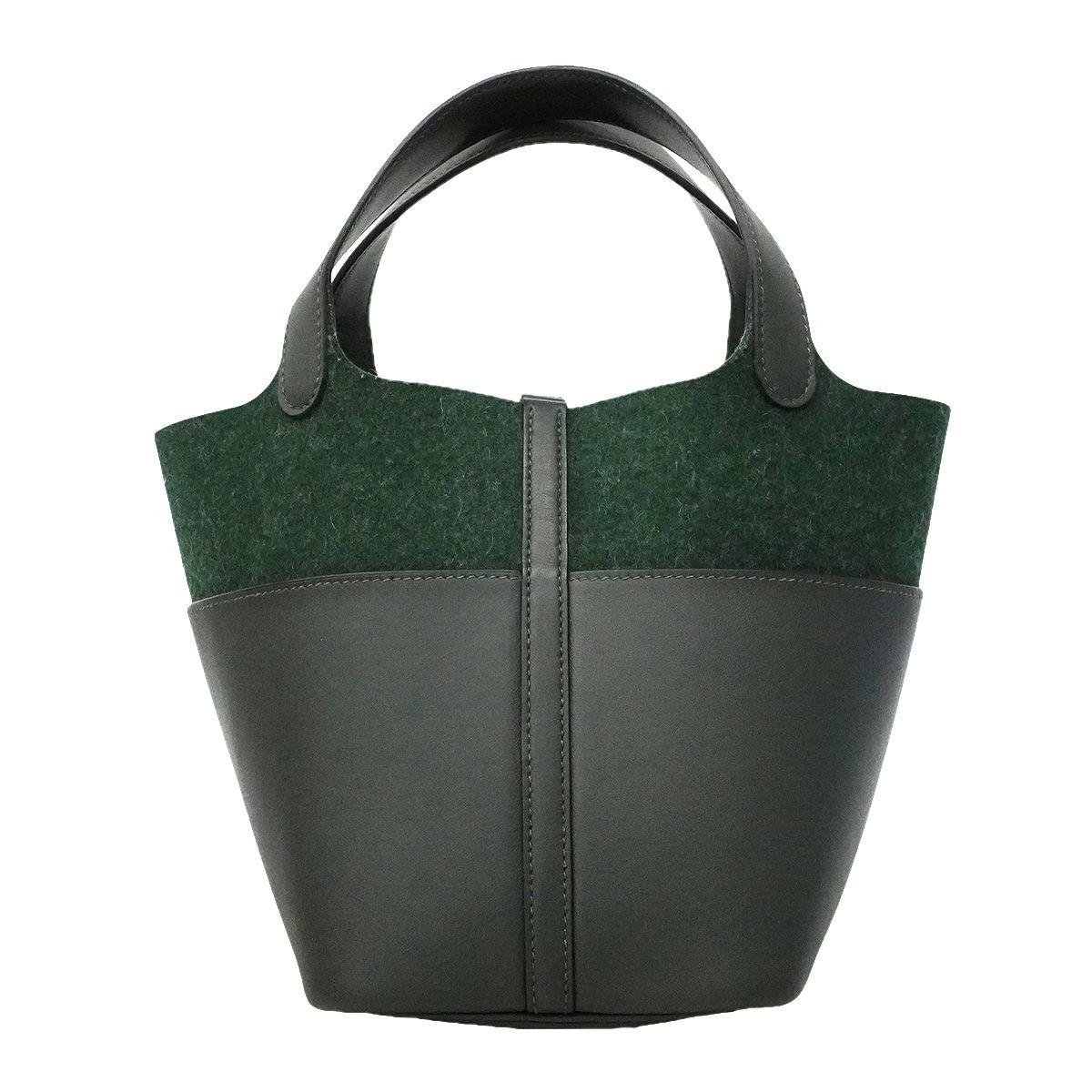 Hermes Handbag Picotin Lock PM Go Team Felt Swift Vert Fonce Silver — view 7