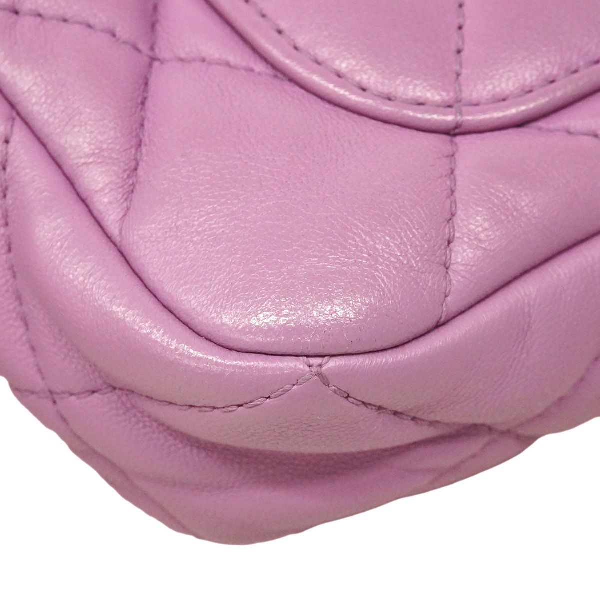Chanel Shoulder Bag Mini Quilted Lambskin Purple Gold — view 8