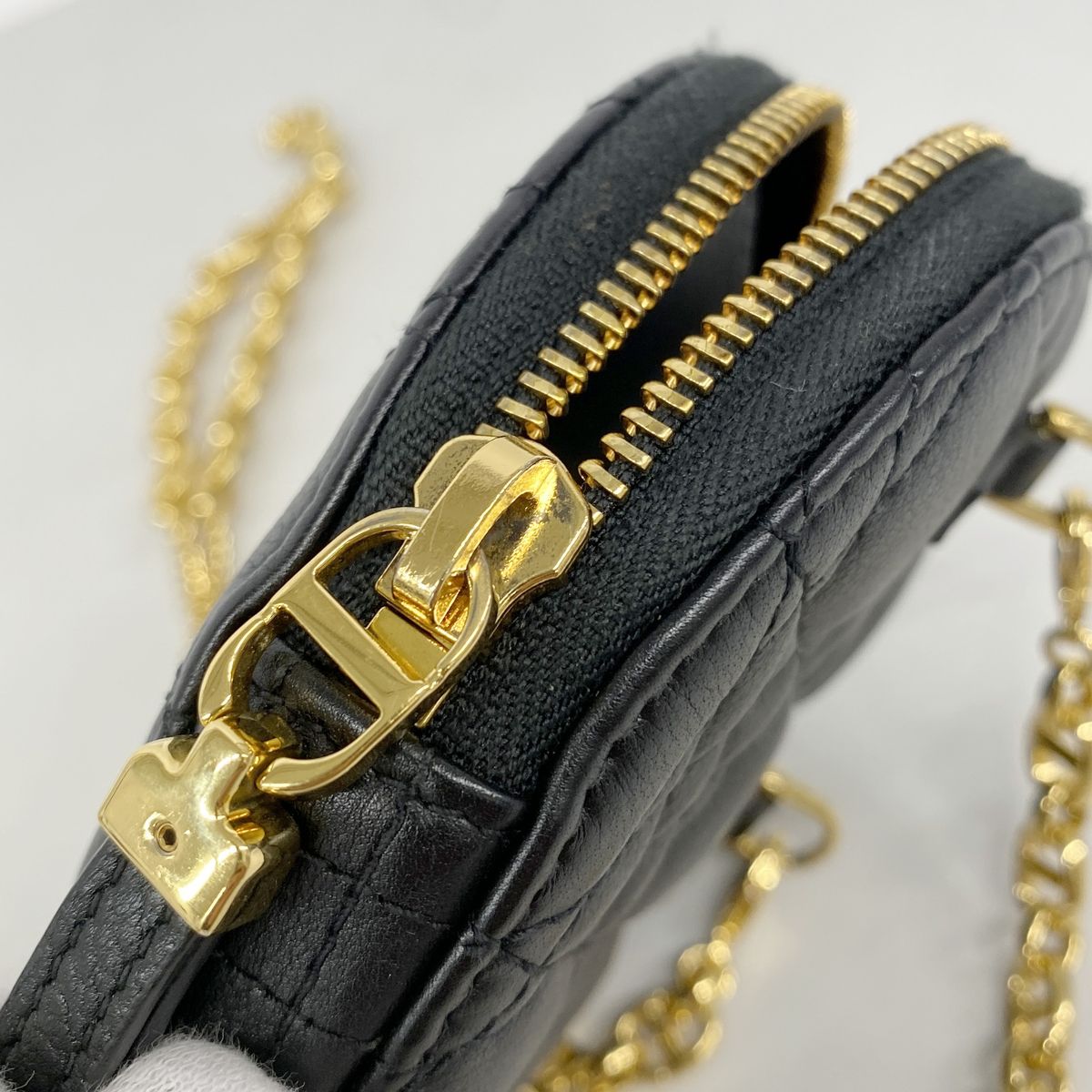 Dior Shoulder Bag Cannage Leather Black Gold — view 8