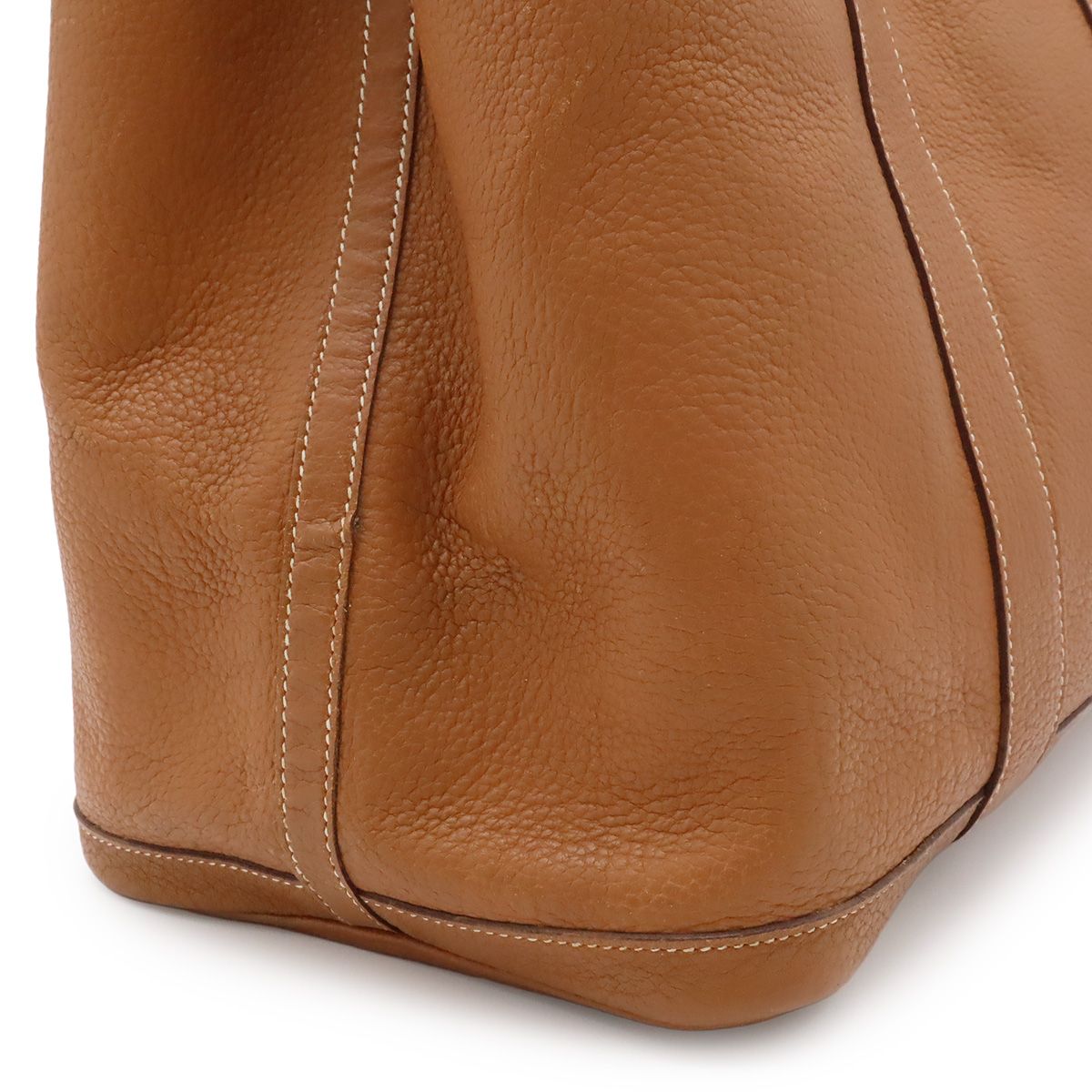 Hermes Garden Party PM Tote Negonda Leather Camel Light Brown Silver — view 8