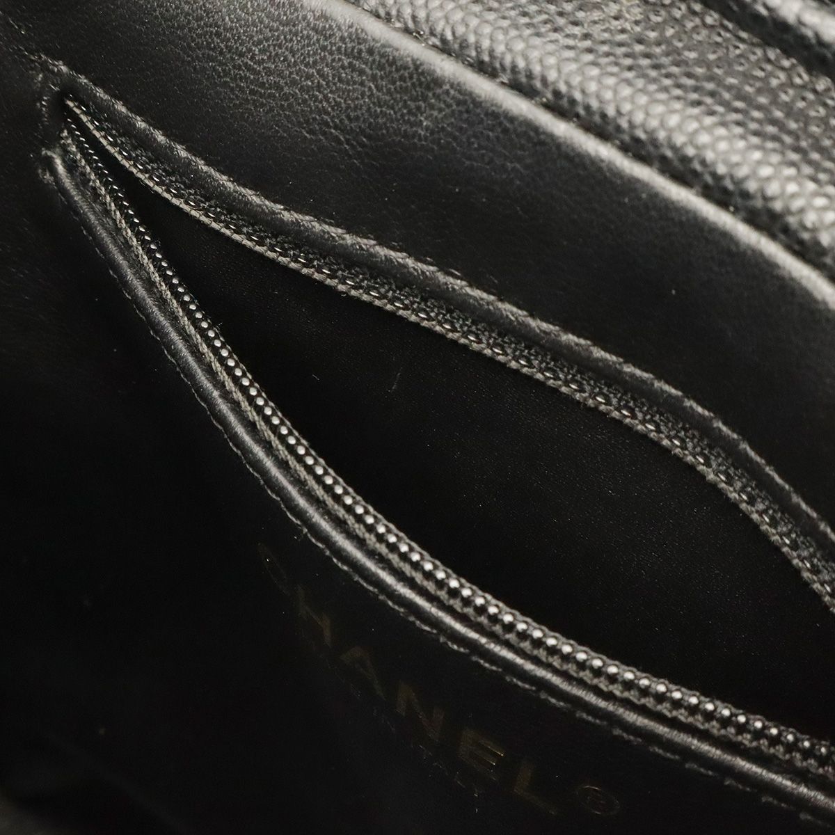 Chanel CC Filigree CC Logo Backpack Drawstring Caviar Leather Black Gold — view 8