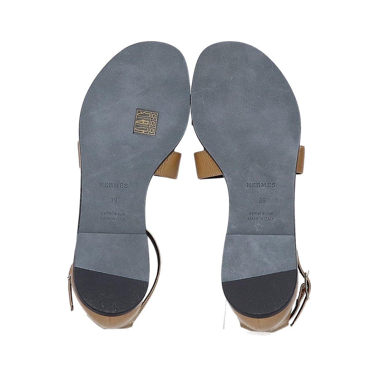 Hermes Gold Santorini Leather Sandals — view 6