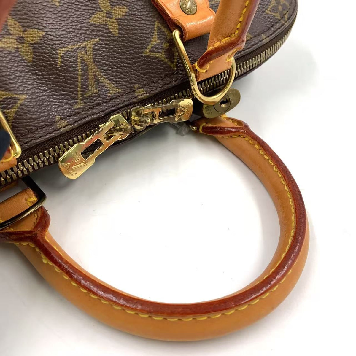 Louis Vuitton Alma PM Monogram Leather Brown Handbag Gold — view 8