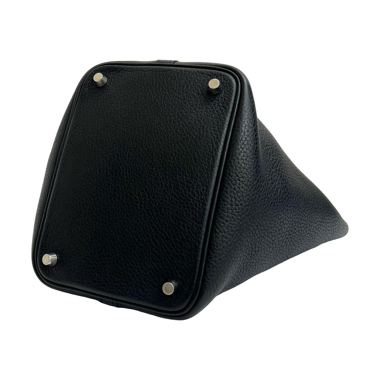 Hermes with Lock Picotin PM Taurillon Clemence Leather Handbag Mini Tote Black — view 8