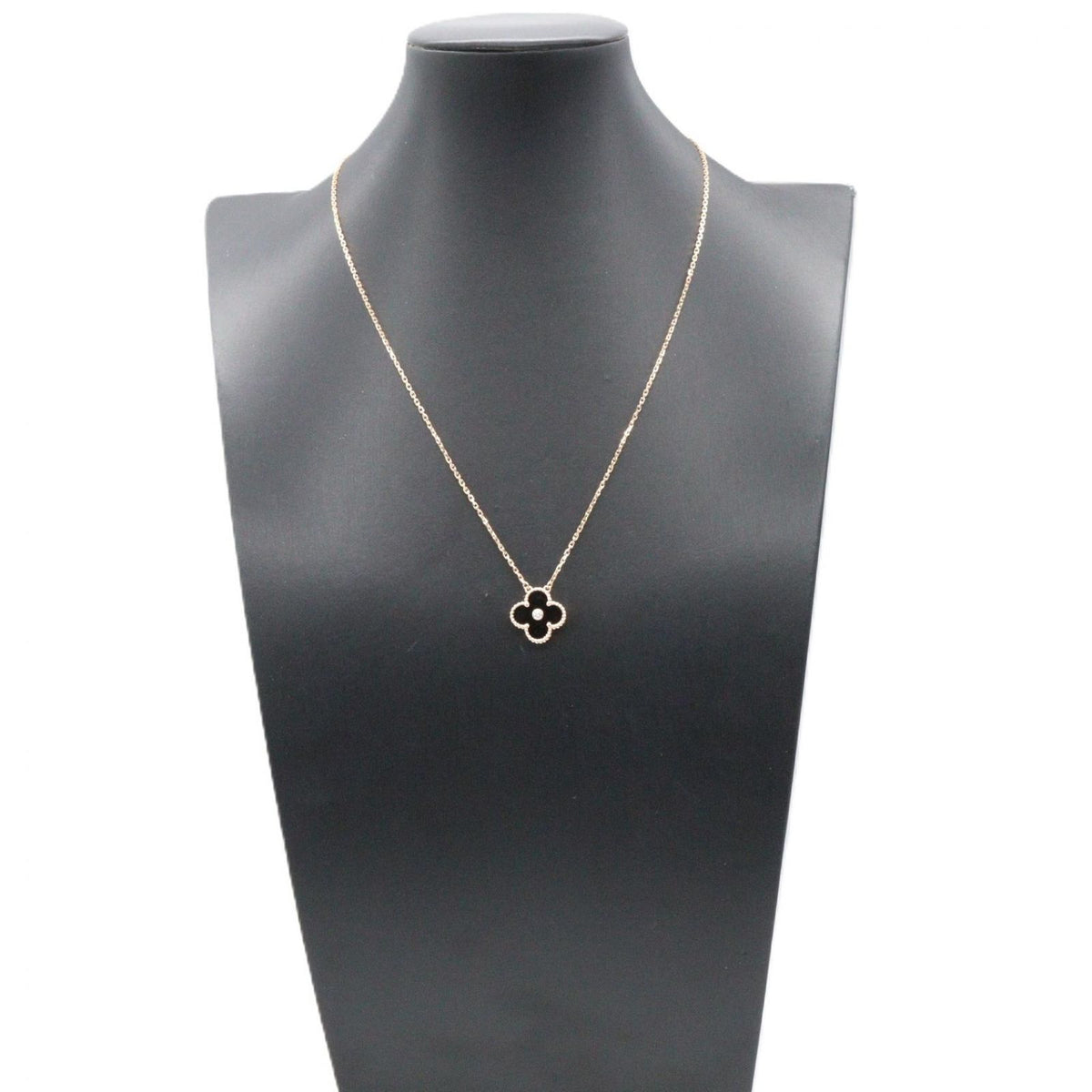 Van Cleef & Arpels Necklace Vintage Alhambra Onyx 42 18k Pink Gold Diamond — view 6