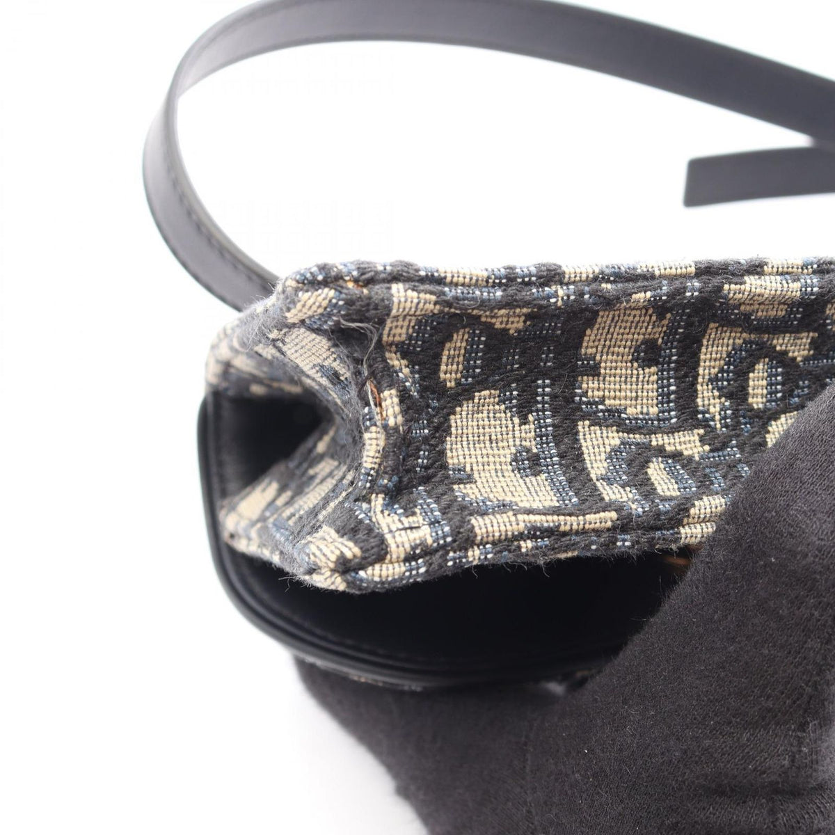 Dior Waist Bag Oblique Saddle Belt Pouch Navy Ivory Canvas Leather — view 6