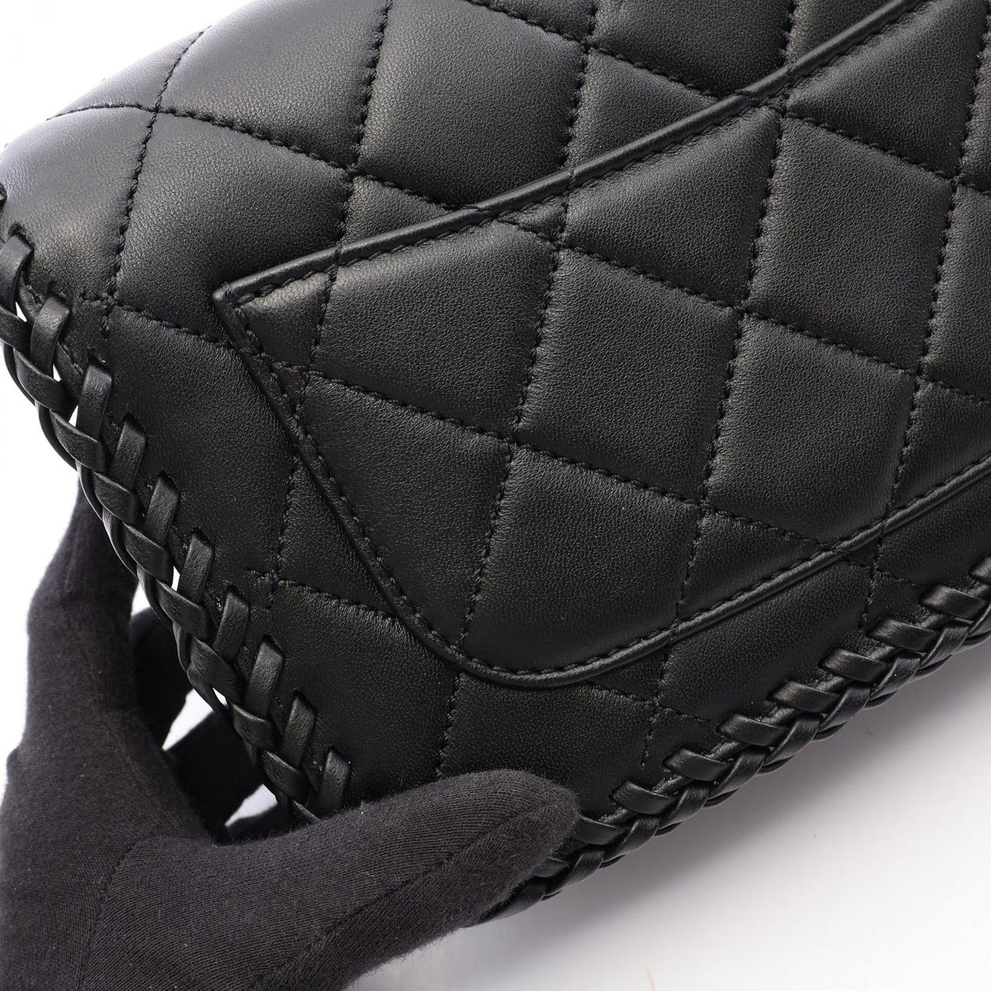 Chanel Shoulder Bag Quilted Full Flap Black Lambskin Chain — view 8