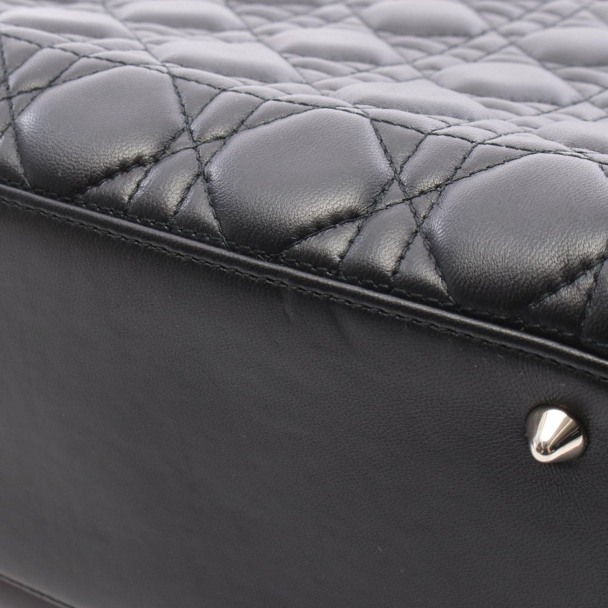 Dior Handbag Lady Dior 2-Way Black Leather Tote Medium — view 7