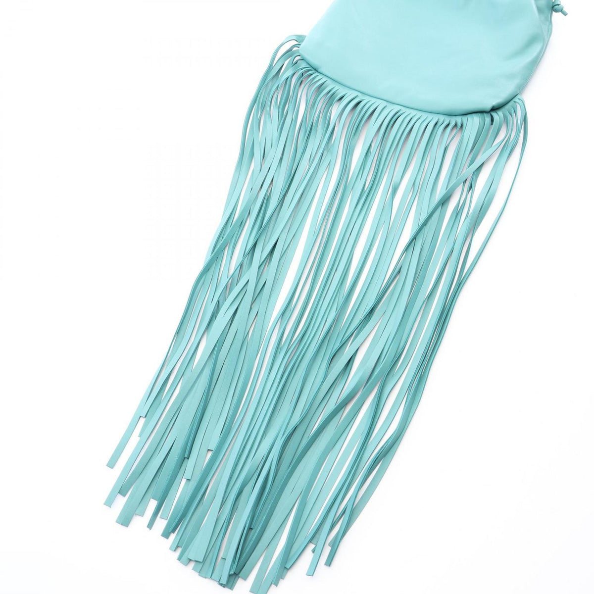 Bottega Veneta Shoulder Bag the Fringe Pouch Emerald Green Leather — view 8