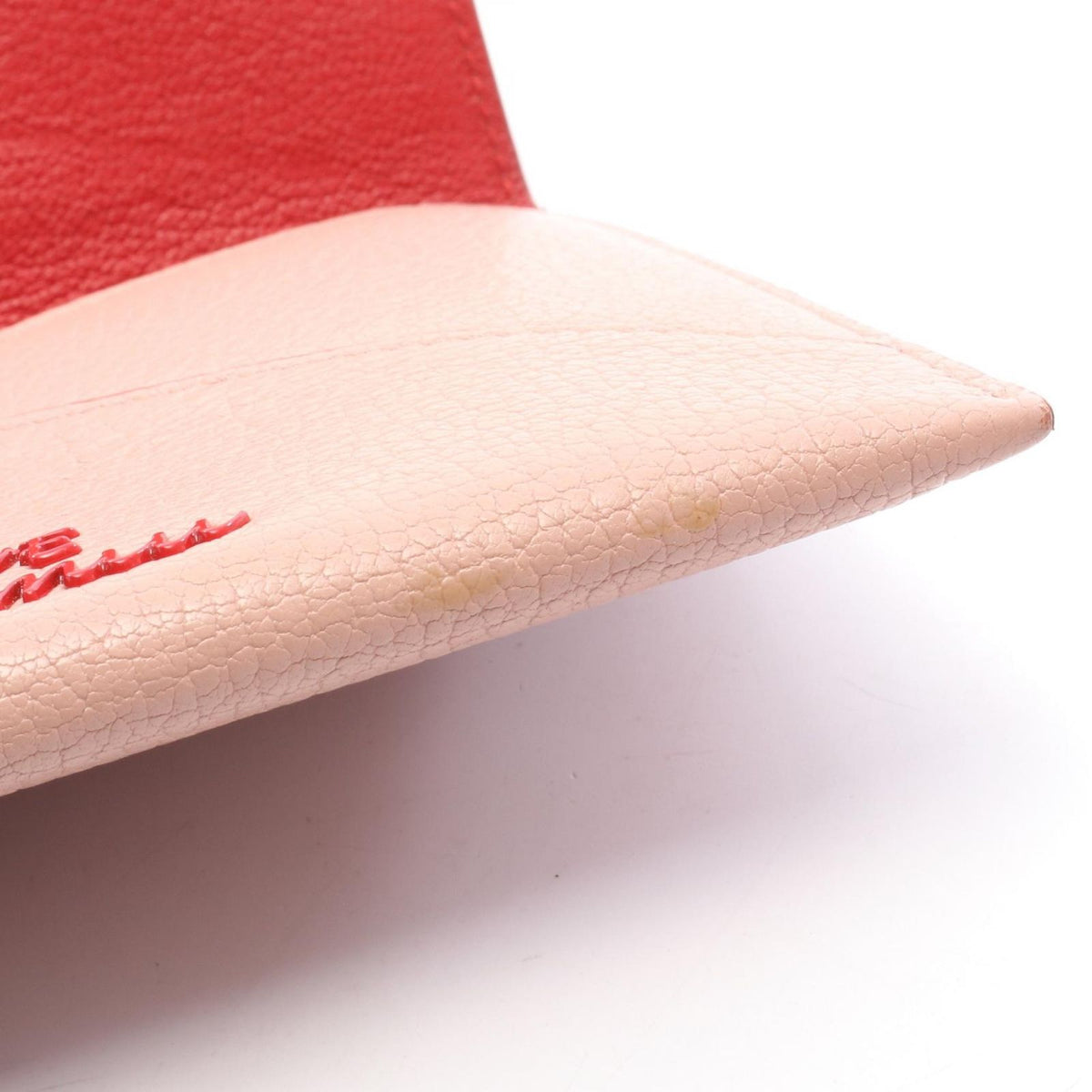 Miu Miu Pouch Madras Love Envelope Pink Beige Leather Matras Chain Card Case — view 8