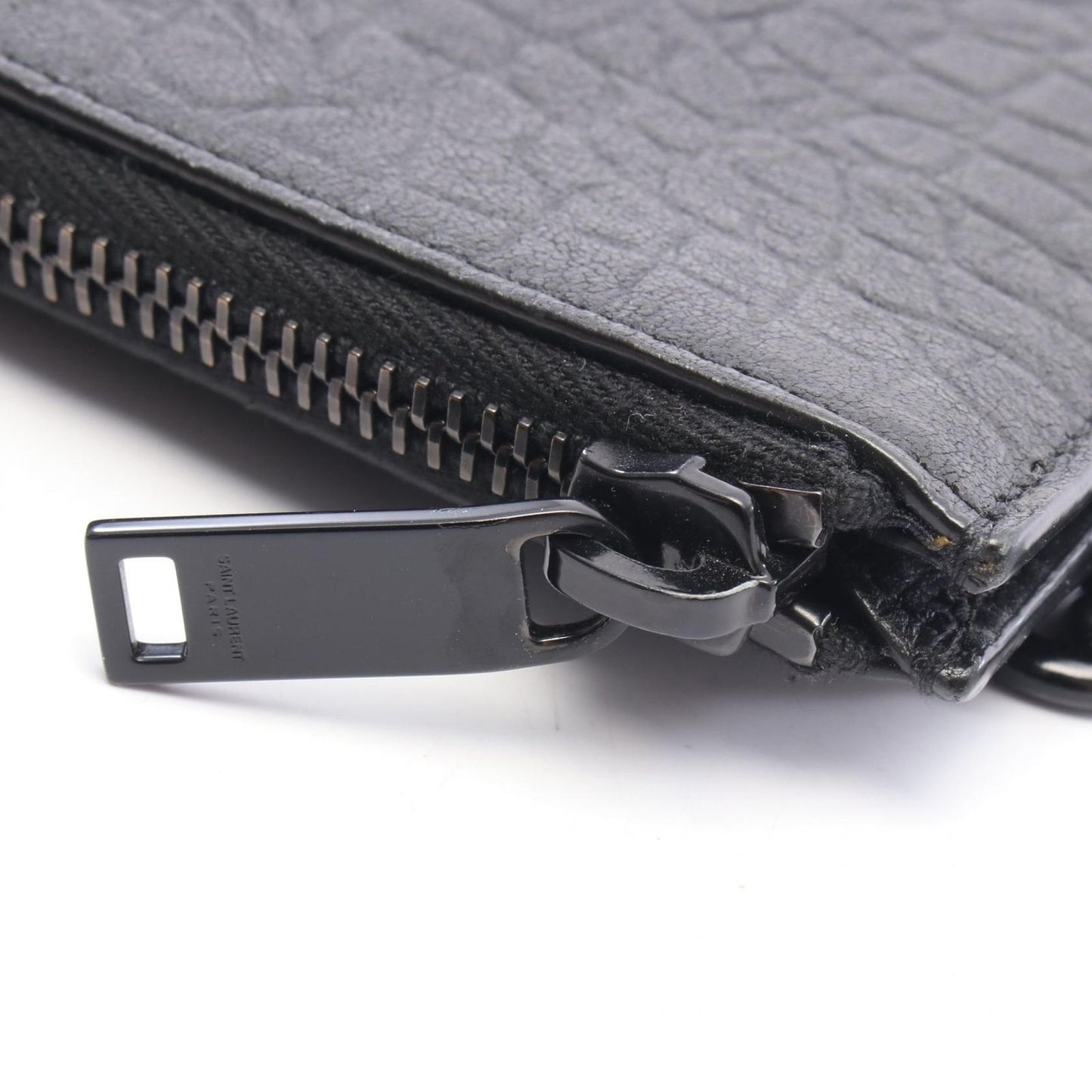 Saint Laurent Paris Clutch Cassandra Zip Tablet Holder Croco Embossed Black — view 6