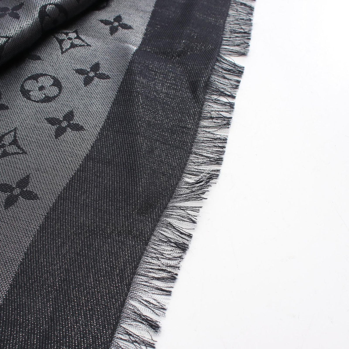 Louis Vuitton Shawl Monogram Shine Silk Wool Scarf — view 3