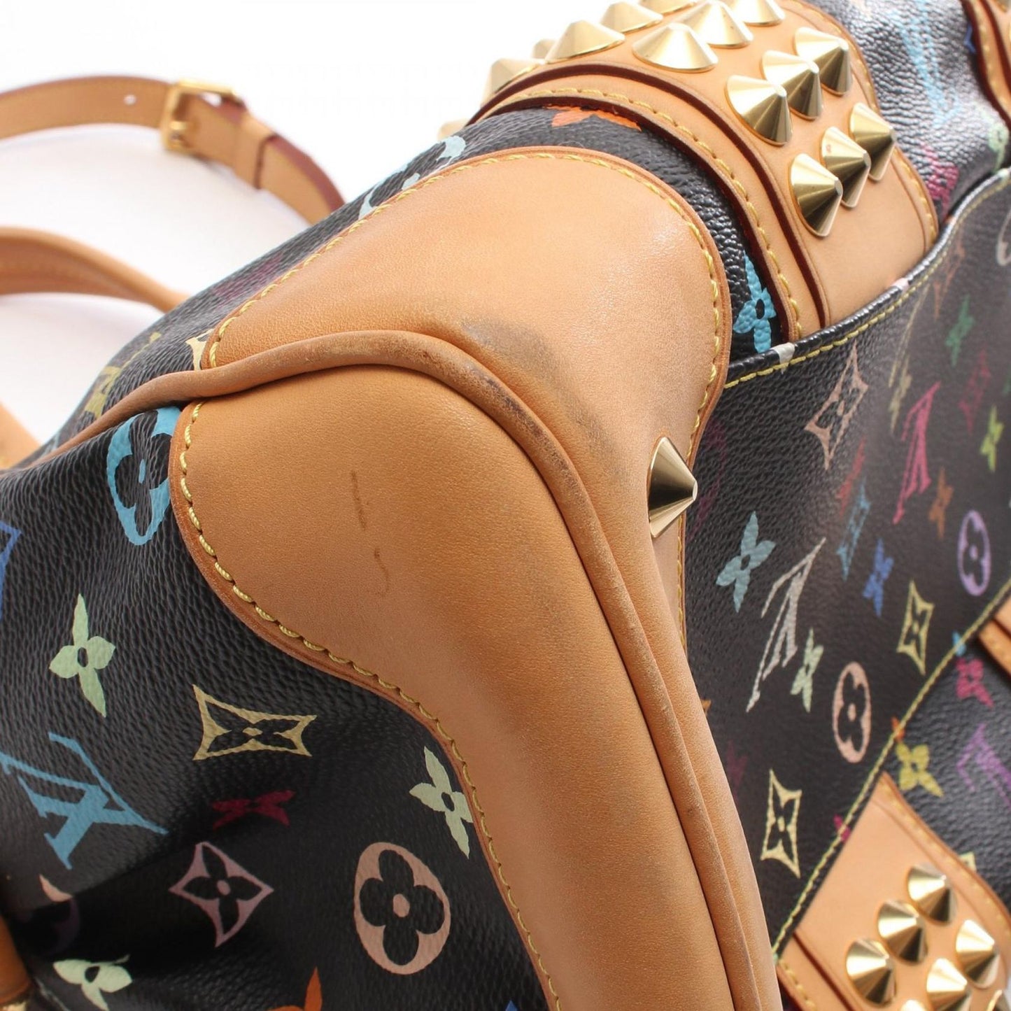 Louis Vuitton Handbag Courtney MM Monogram Multicolor Noir 2-Way Leather — view 8