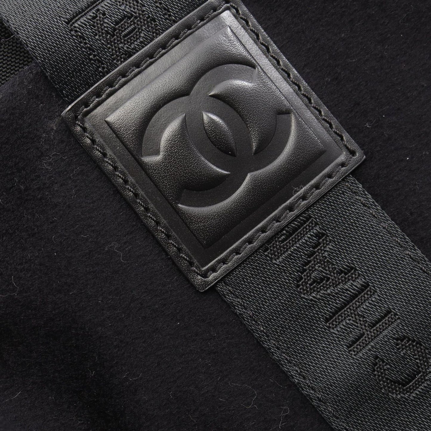 Chanel Tote Sports Line Black Wool Leather Mini Boston Bag — view 8