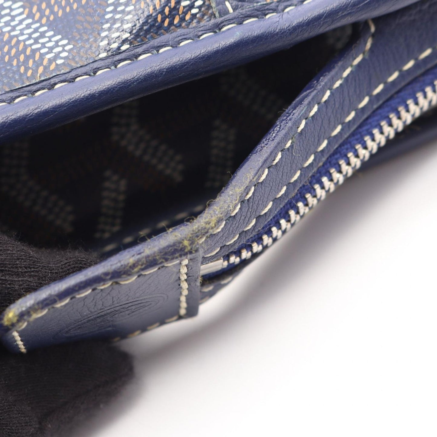 Goyard Clutch Jouvence MM Navy Brown White Leather Pouch — view 8