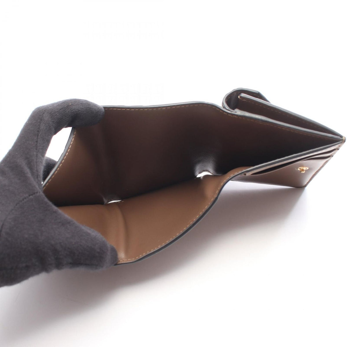 Fendi Trifold Wallet FF Diamond Brown Black Leather — view 7