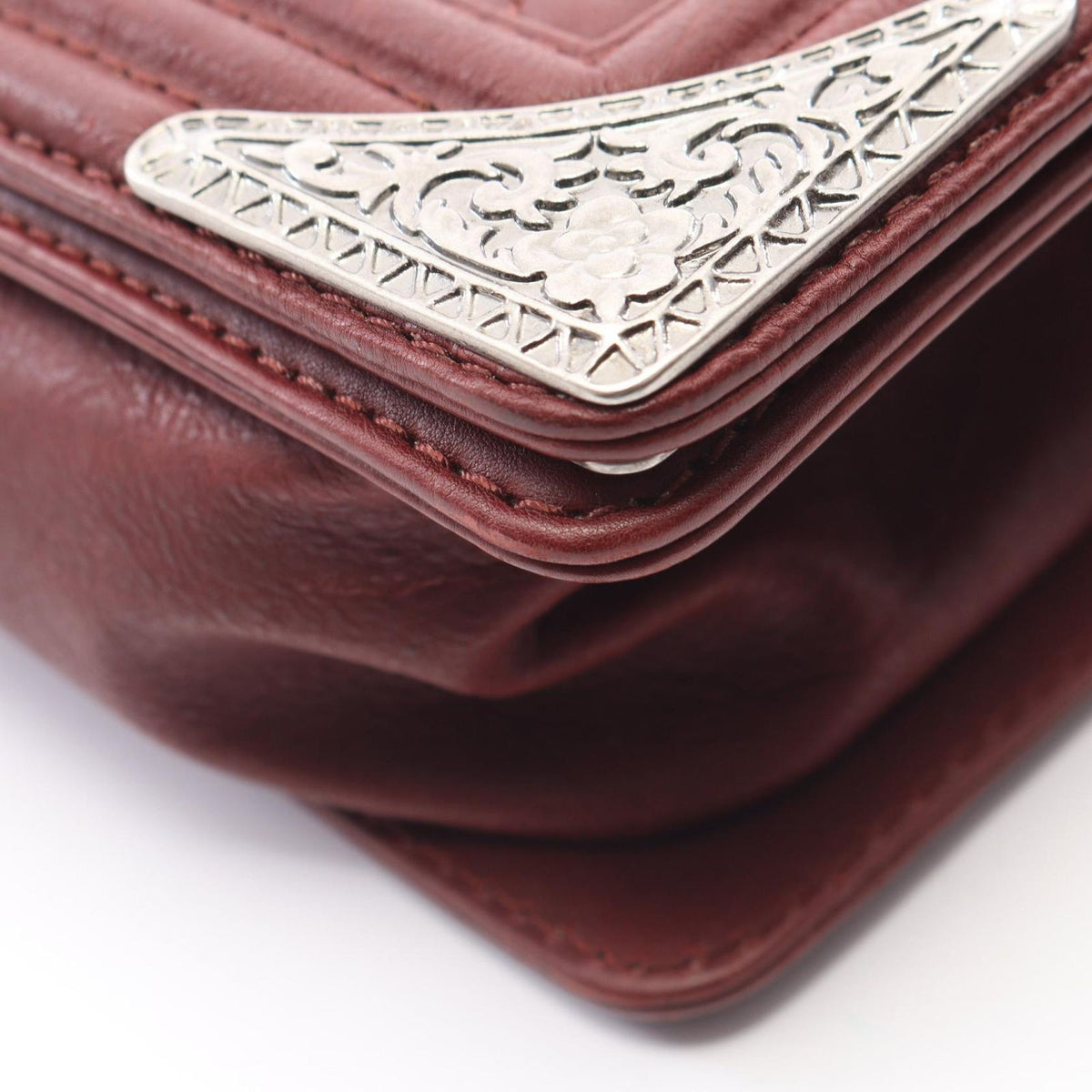 Chanel Shoulder Bag Boy Bordeaux Leather Chain — view 8