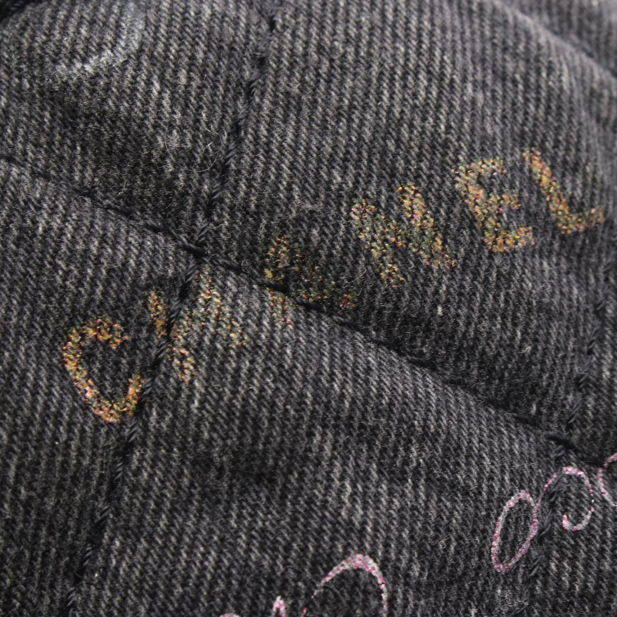 Chanel Shoulder Bag Quilted Small Denim Black Multi — view 8