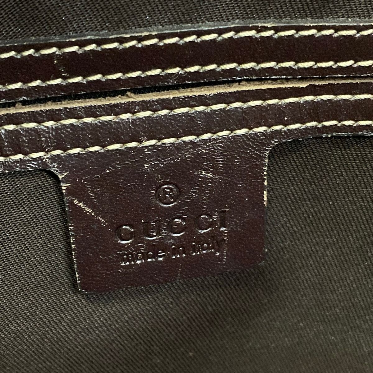 Gucci Shoulder Bag GG Plus Supreme Dark Brown Beige Leather — view 8