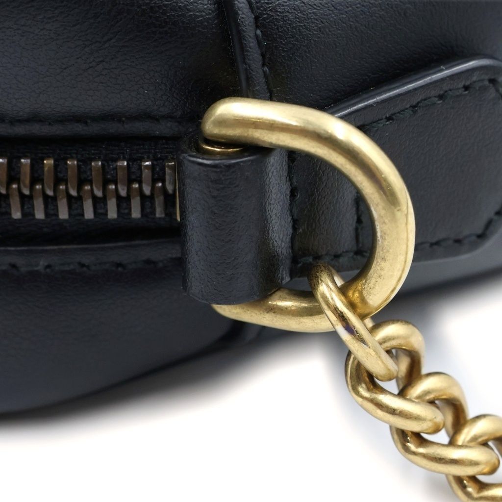 Gucci GG Marmont Mini Chain Shoulder Bag Black Gold Leather — view 8