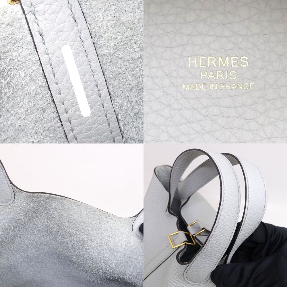Hermes Picotin Lock PM 18 Light Blue Taurillon Clemence GD Handbag Bag — view 8