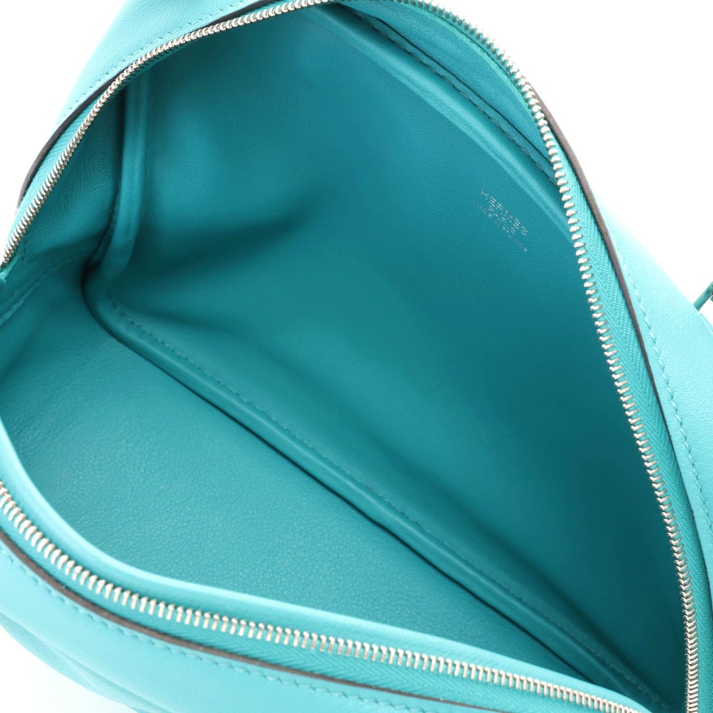 Hermes Mini Plume Blue Paon Silver Handbag Veau Swift — view 6