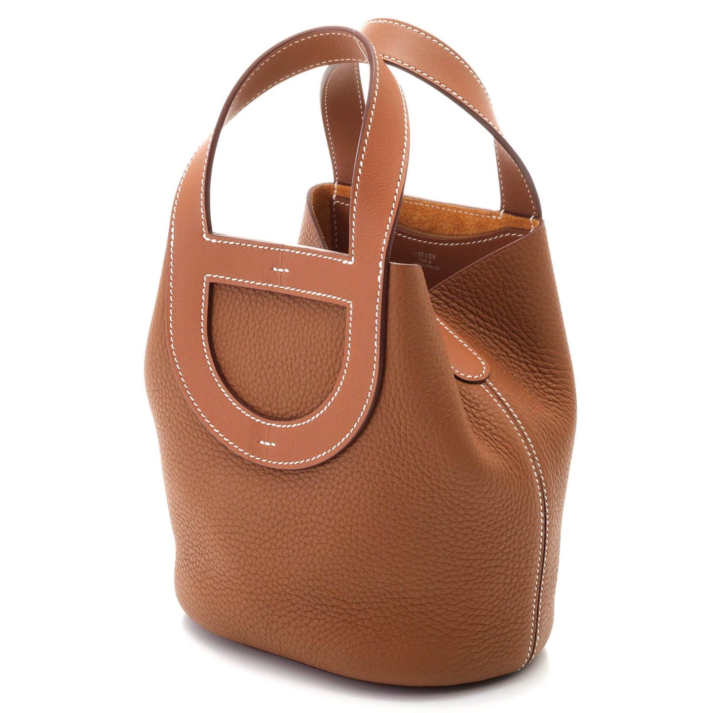 Hermes in the Loop 18 Gold Silver Handbag Taurillon Clemence Veau — view 6
