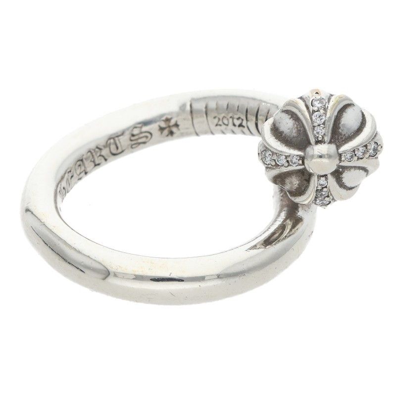 Chrome Hearts Nail Crsball P D Cross Ball Pave Diamond Silver Ring — view 5