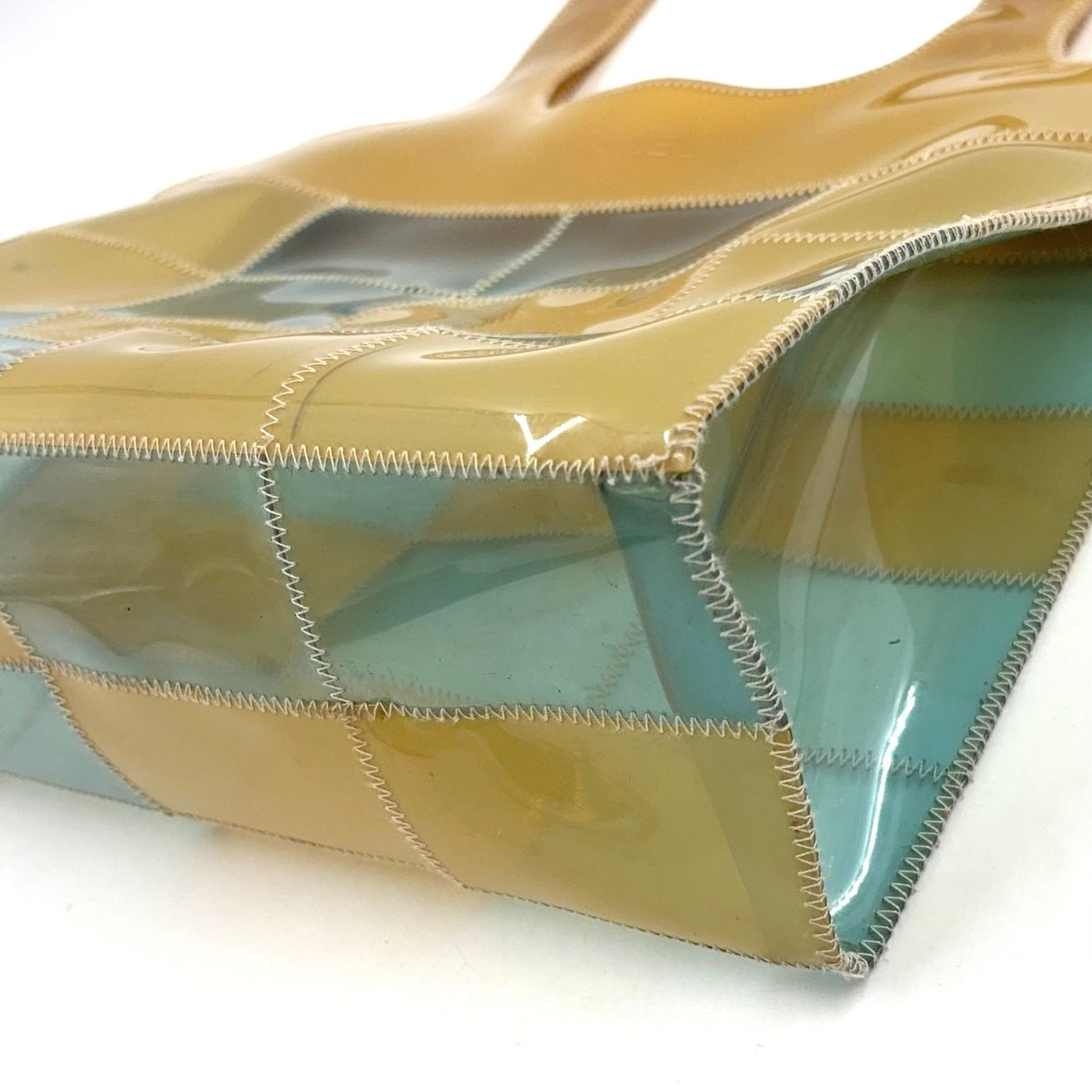 Chanel Patchwork Vinyl Yellow Light Blue Tote Bag — view 8