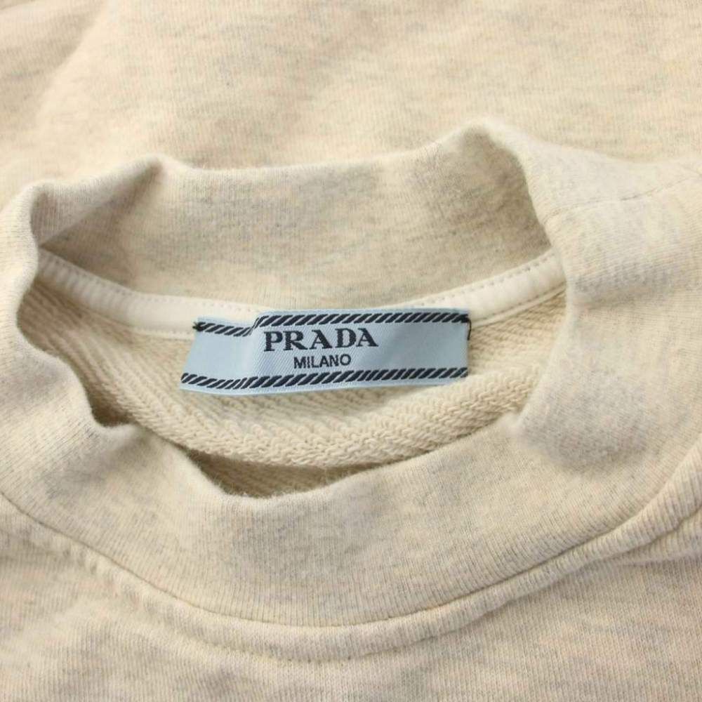 Prada Logo Embroidery Cropped Sweatshirt Long Sleeve Gray XS — view 6