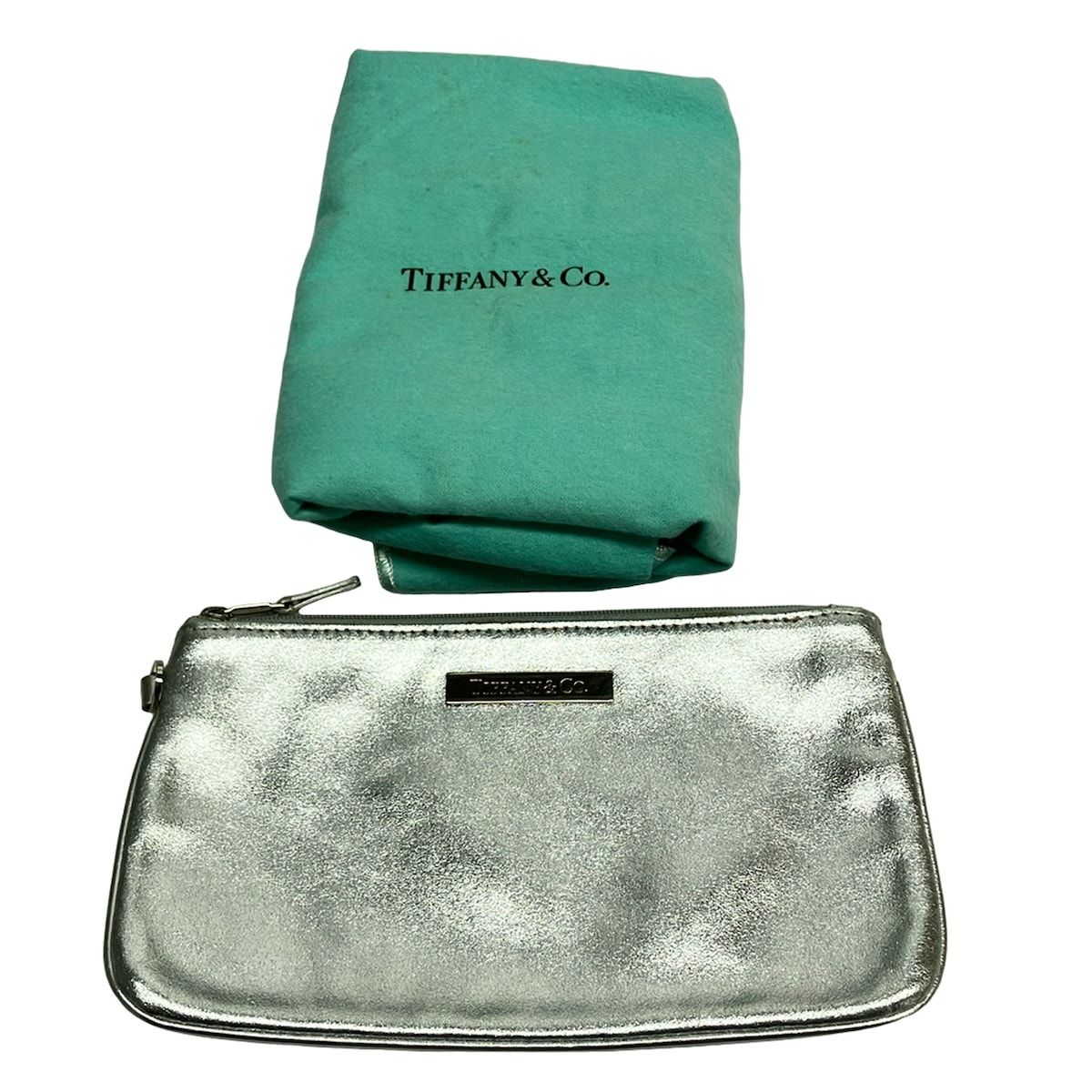 Tiffany & Co Tote Bag Silver Blue Reversible Leather — view 8
