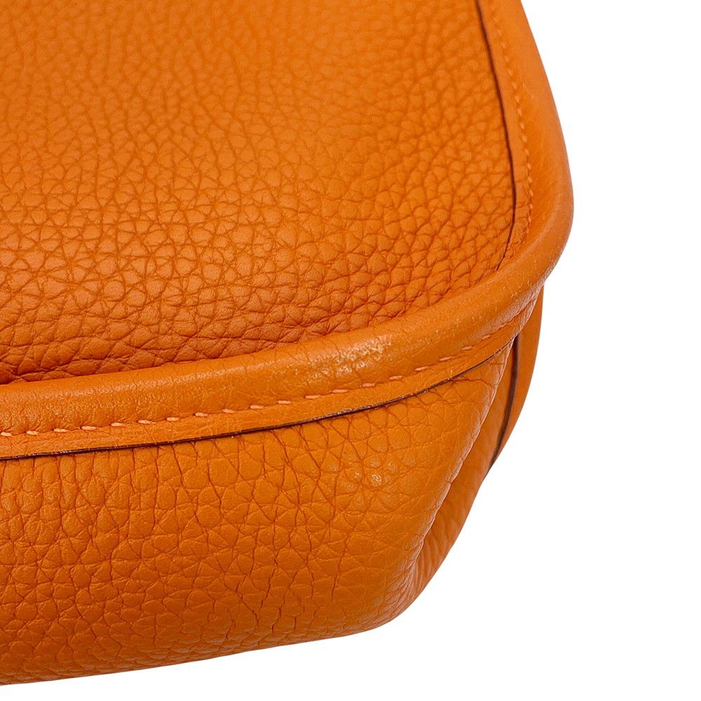 Hermes Shoulder Bag Evelyne 1 PM Orange Silver Taurillon Clemence — view 8