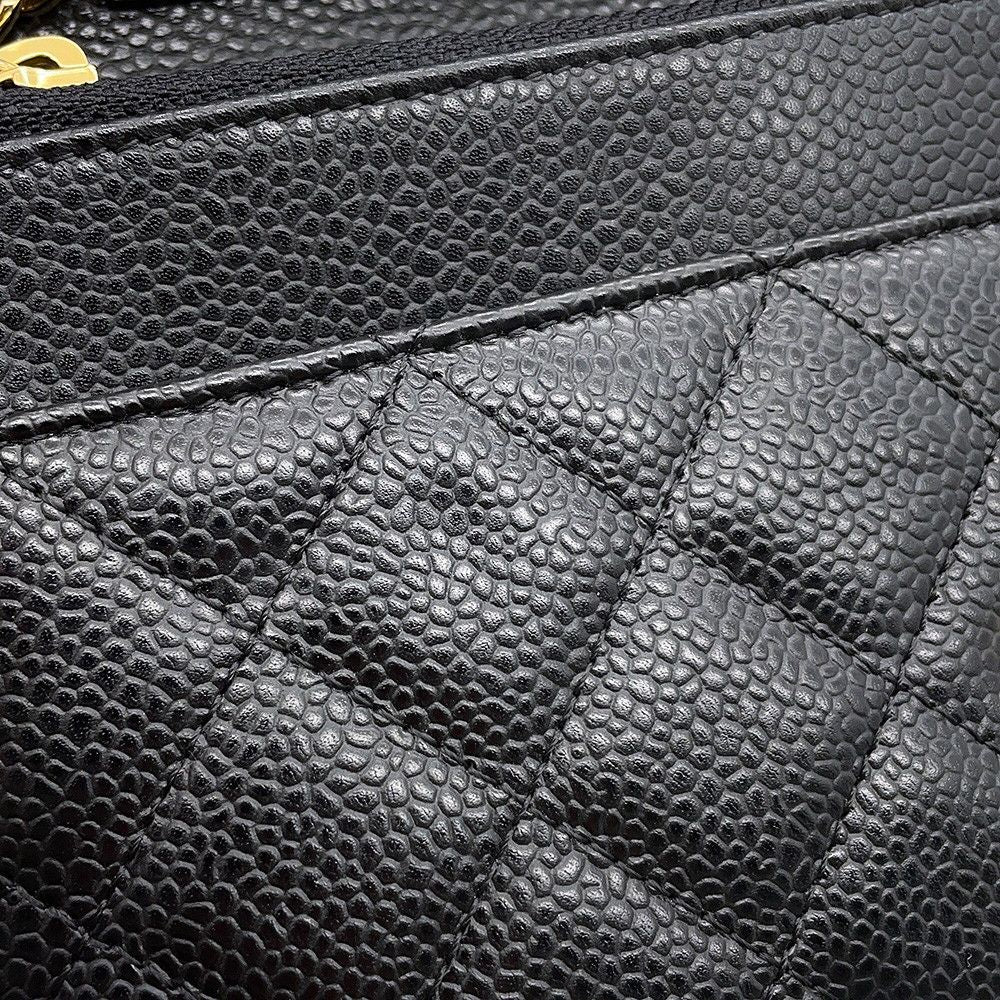 Chanel Chain Wallet Classic Quilted CC Logo Caviar Leather Black Shoulder Bag — view 8