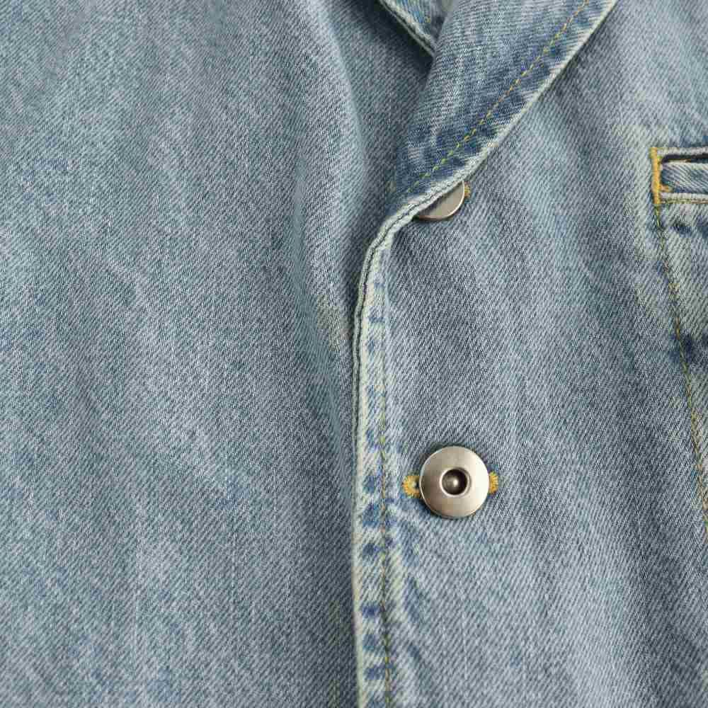 Bottega Veneta Denim Shirt Tailored Jacket Three Quarter Sleeve Indigo 34 — view 8