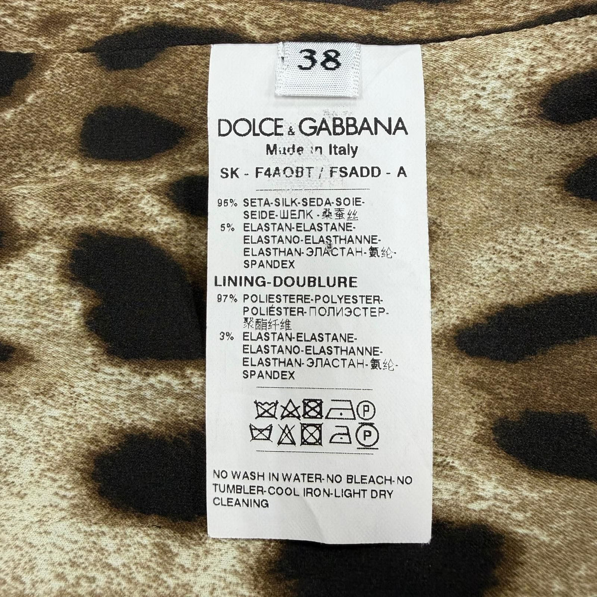Dolce & Gabbana Silk Leopard Print Long Skirt Beige Brown 38 — view 8