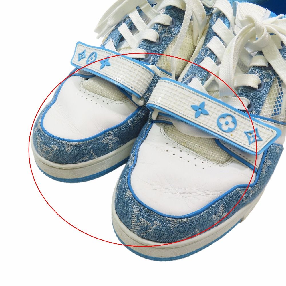 Louis Vuitton LV Trainer Sneakers Marine Monogram Denim Shoes Blue White 8 — view 8