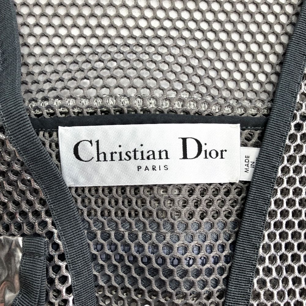 Dior Metallic Utility Mesh Vest Sleeveless Top Logo Silver M — view 8