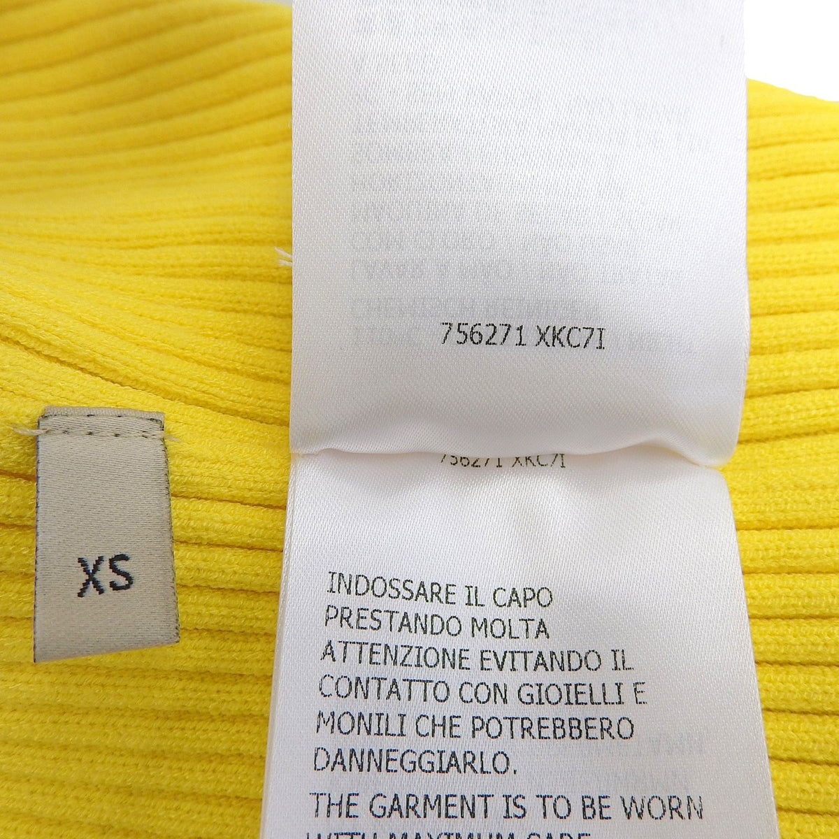 Gucci Web Stripe Cropped Length V-neck Short Sleeve Knit Yellow Blue Red XS — view 8